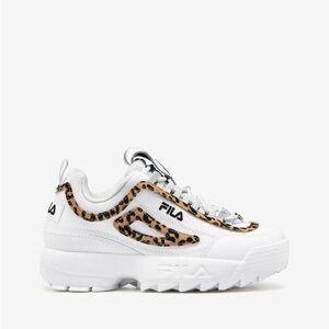 Fila White Sneakers with Leopard Accents